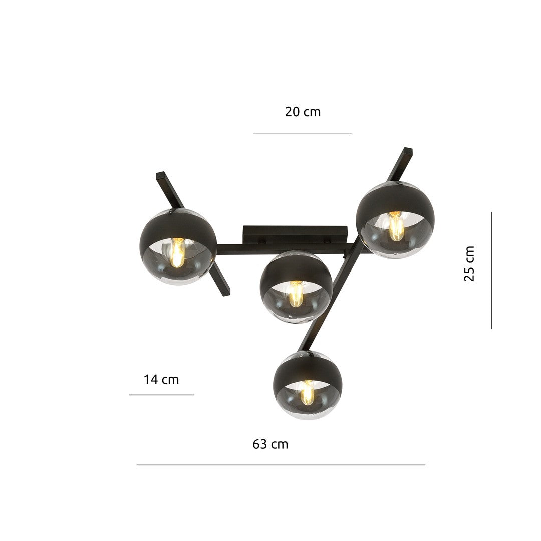 Plafoniera SMART 4 neagra cu dungi