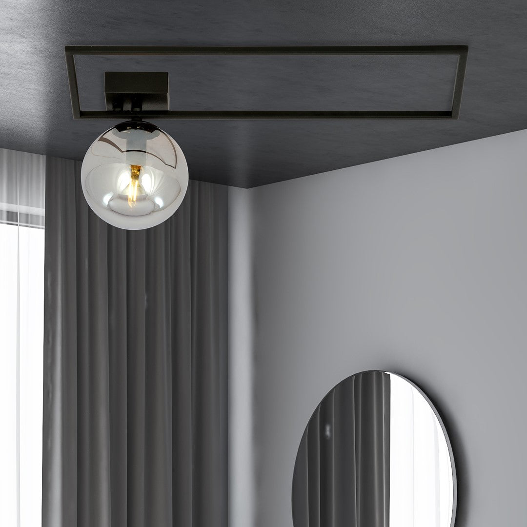 Plafoniera IMAGO 1A neagra cu abajur grafit