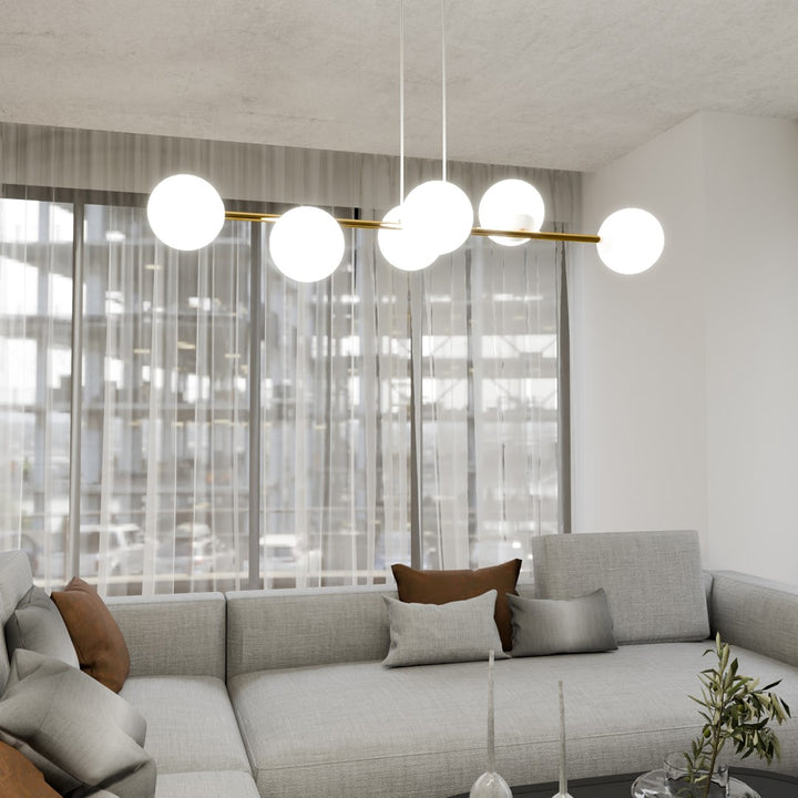 Lustra suspendata GRAVITY 6 alba auriu