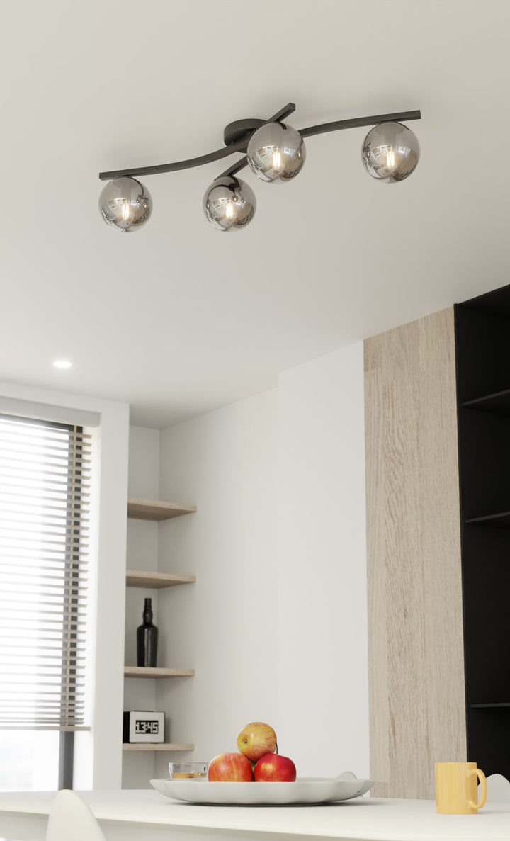 Plafoniera OPUS 4 neagra si abajur grafit