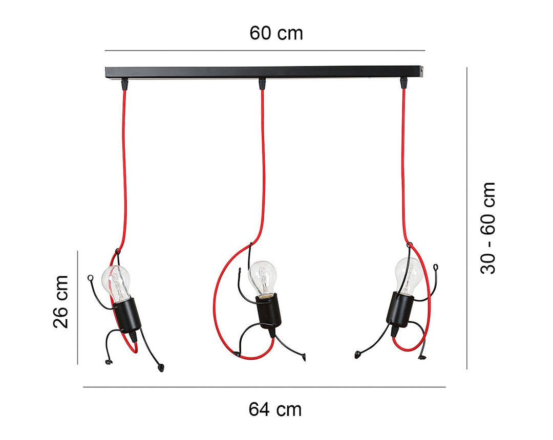 Lustra suspendata cu 3 pendule BOBI 3 neagra
