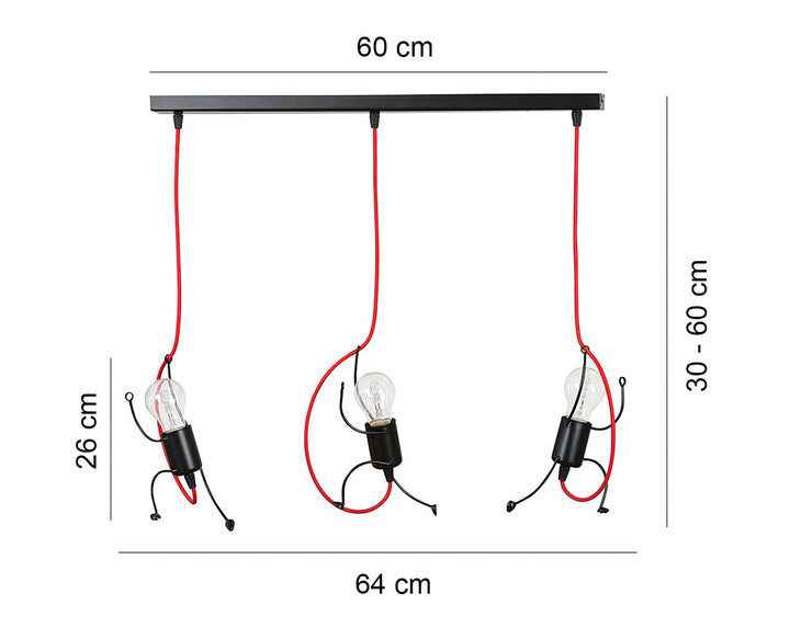 Lustra suspendata cu 3 pendule BOBI 3 neagra