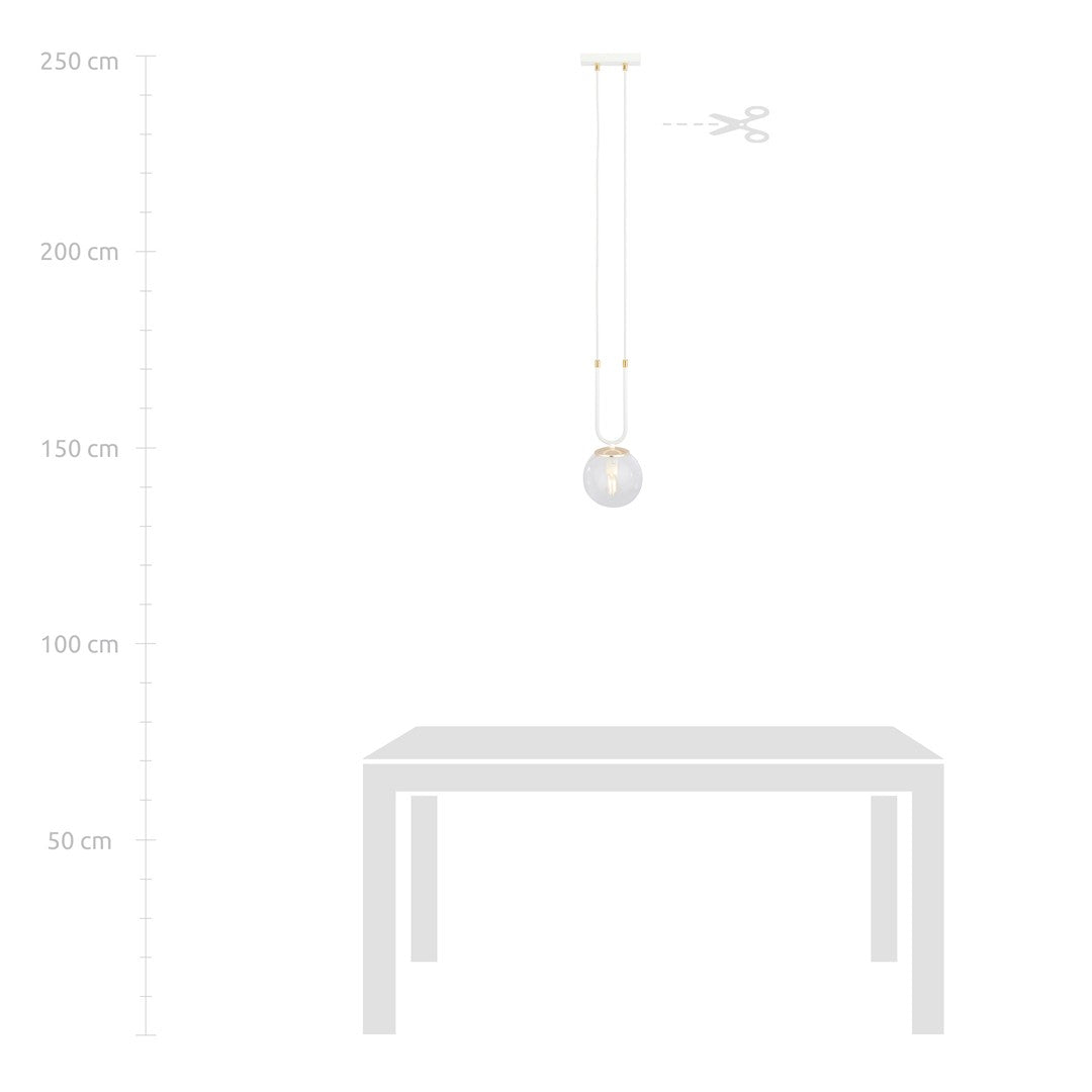 Pendul GLAM 1 alb cu abajur transparent