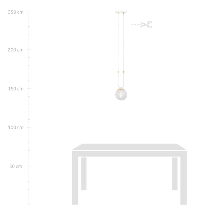 Pendul GLAM 1 alb cu abajur transparent