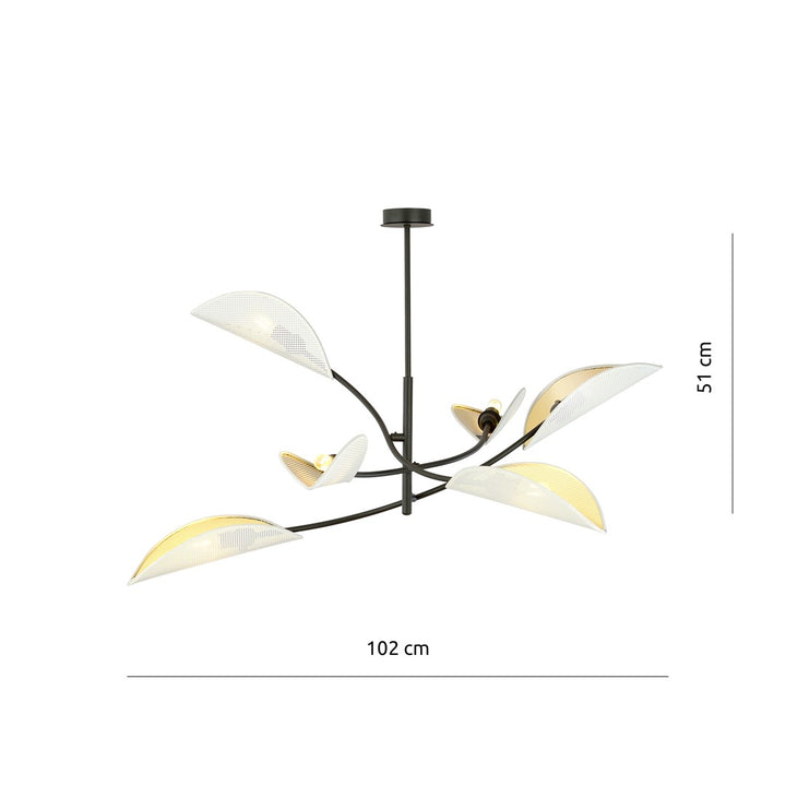 Lustra LOTUS 6 alba cu auriu