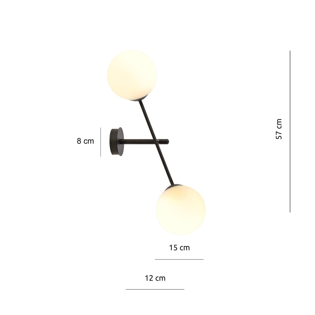 Aplica de perete LINEAR K2 neagra-opal