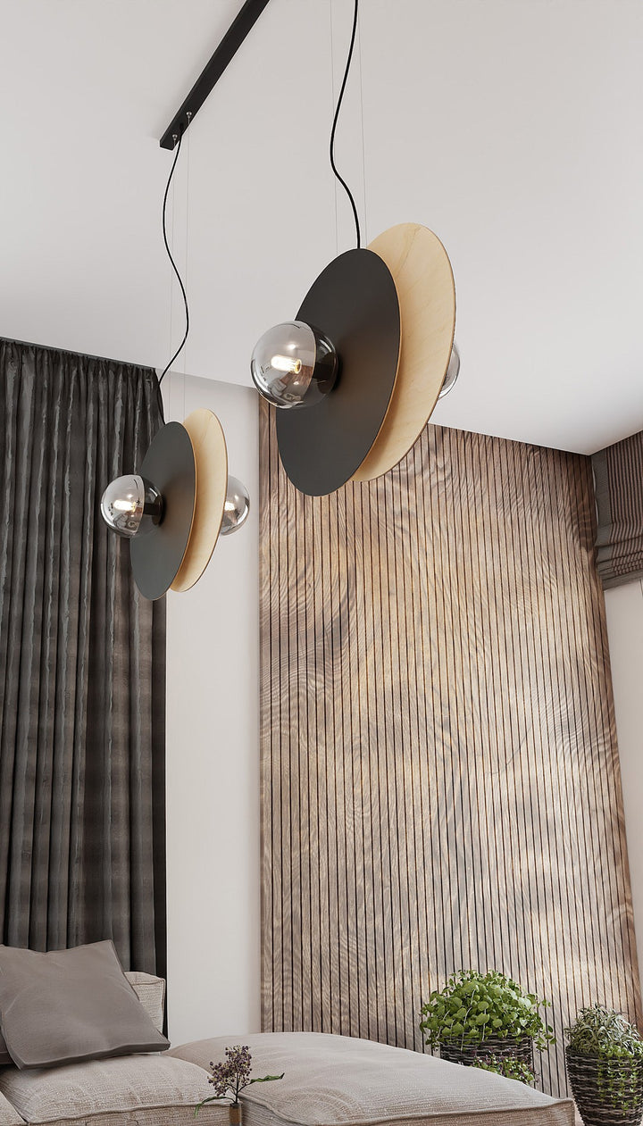 Lustra suspendata SOHO 4 neagra cu abajur grafit
