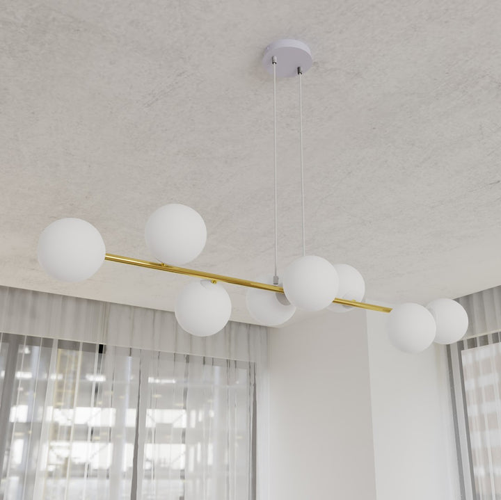 Lustra suspendata GRAVITY 8  alba auriu