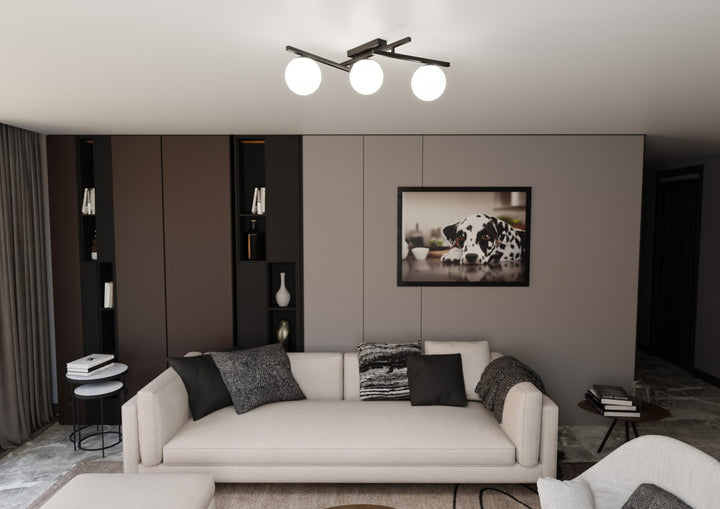 Plafoniera SMART 3 neagra si opal