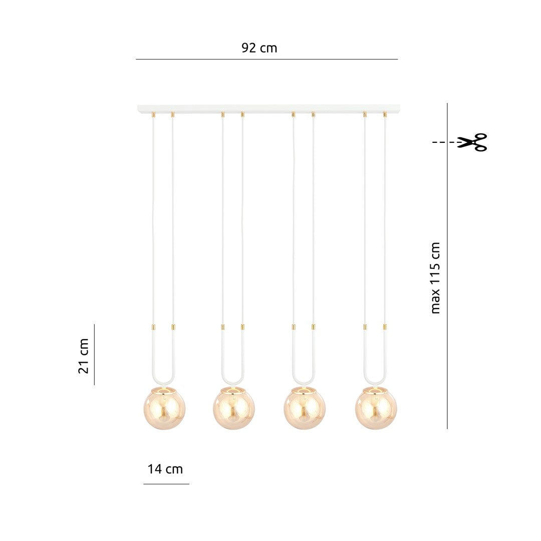 Lustra suspendata GLAM 4 alba/chihlimbar