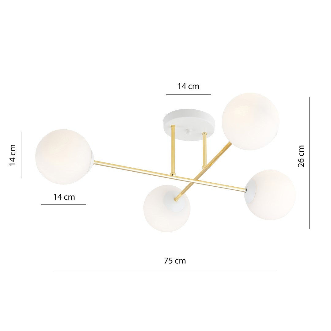 Plafoniera MAGNUM 4 WH cu abajur opal