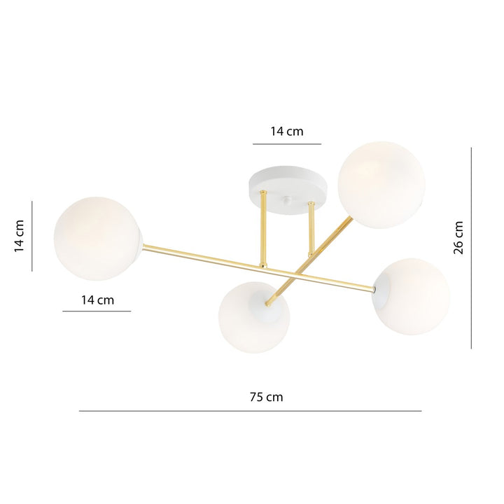 Plafoniera MAGNUM 4 WH cu abajur opal
