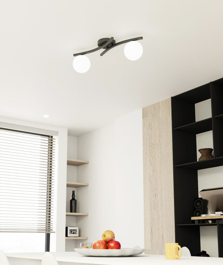 Plafoniera OPUS 2 neagra OPAL
