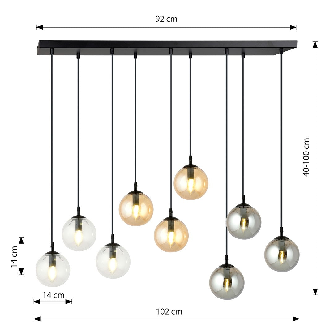 Lustra suspendata COSMO 9 neagra MIX1