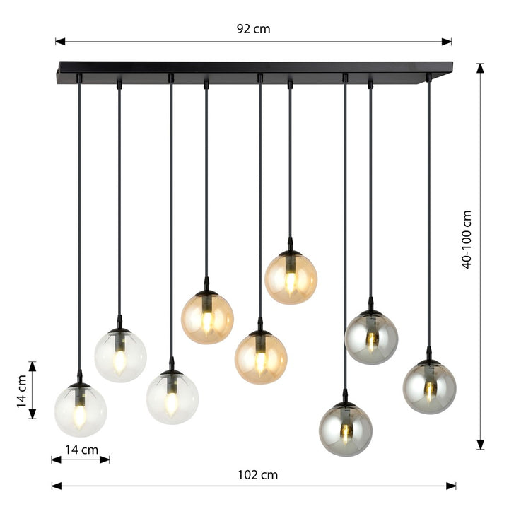 Lustra suspendata COSMO 9 neagra MIX1