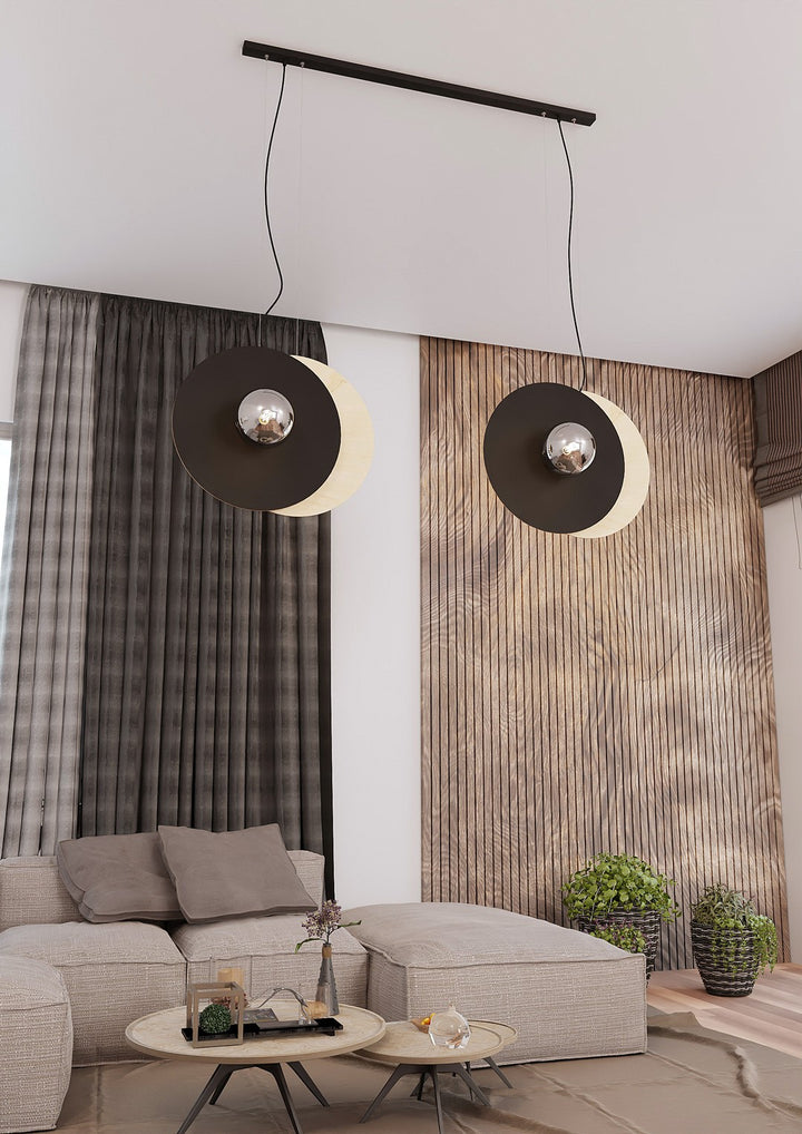 Lustra suspendata SOHO 4 neagra cu abajur grafit