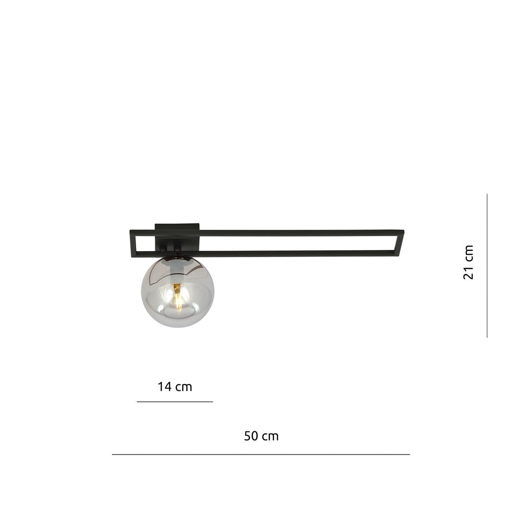 Plafoniera IMAGO 1C neagra cu abajur grafit