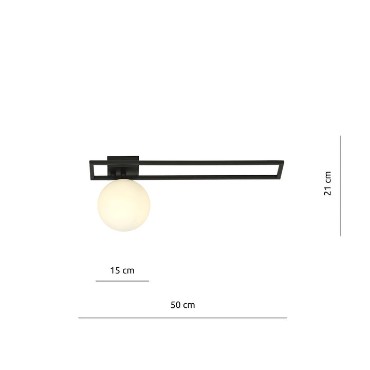 Plafoniera IMAGO 1C neagra cu abajur opal