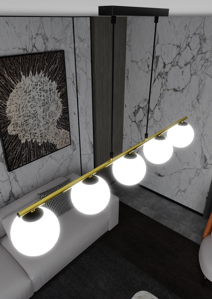 Lustra suspendata ALLORA 5 neagra OPAL