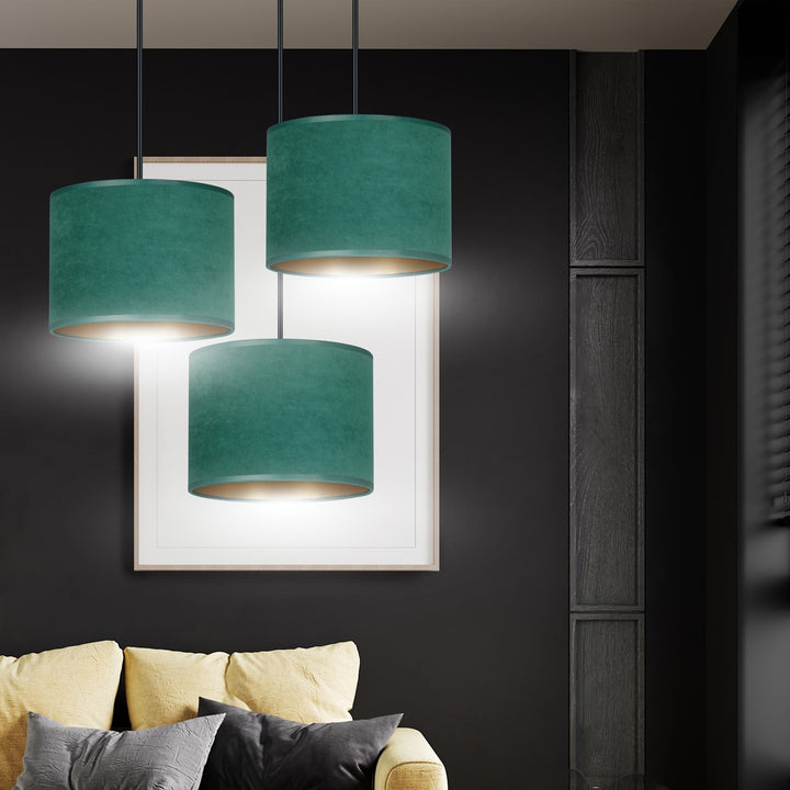 Lustra suspendata HILDE 3 neagra PREMIUM verde