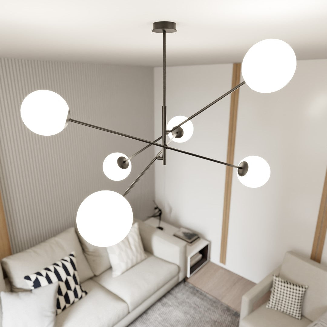Lustra LINEAR 6 neagra/opal