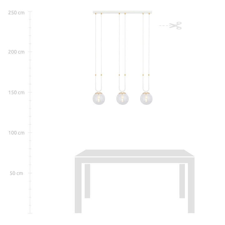 Lustra suspendata GLAM 3 alba/cu abajur transparent