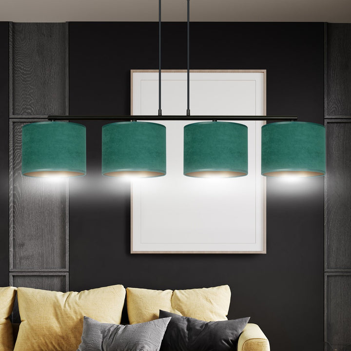 Lustra suspendata HILDE 4 neagra cu verde