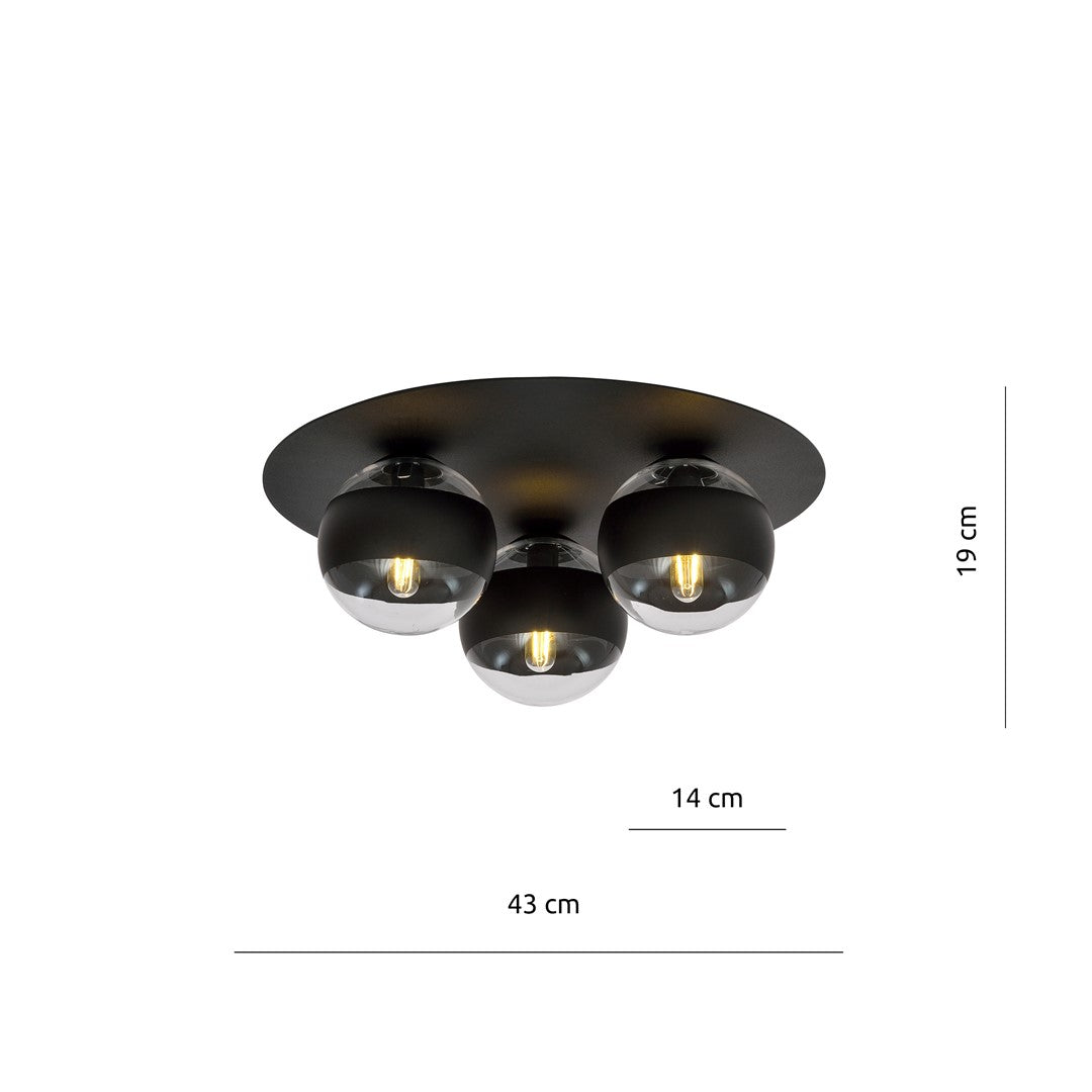 Plafoniera SOLAR 3 neagra cu dungi