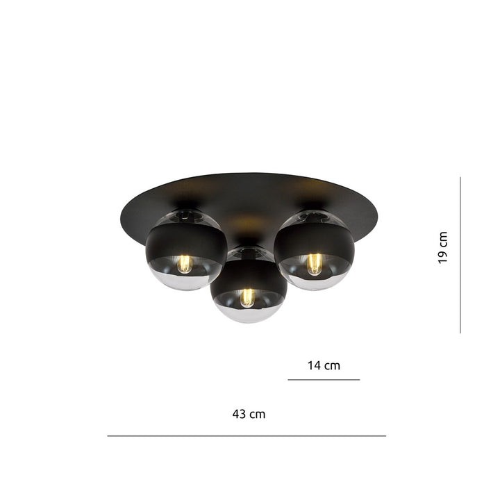 Plafoniera SOLAR 3 neagra cu dungi