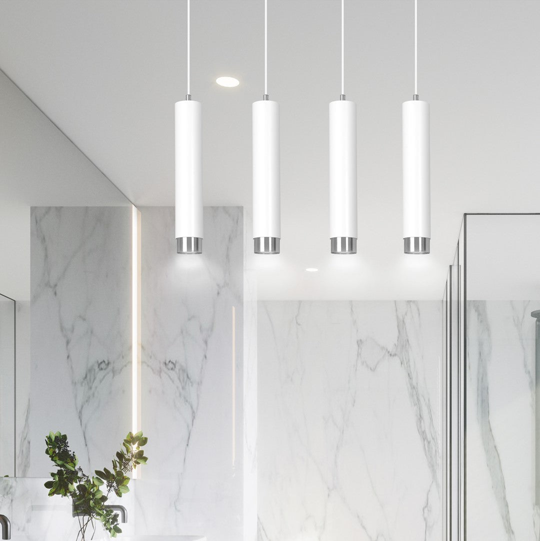 Lustra suspendata KIBO 4 alba/cromat