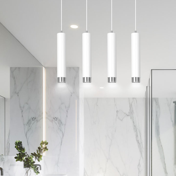 Lustra suspendata KIBO 4 alba/cromat