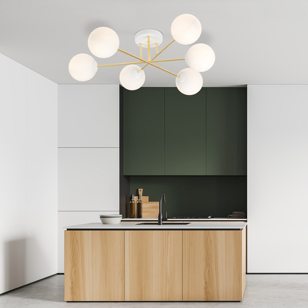 Plafoniera MAGNUM 6 WH cu abajur opal