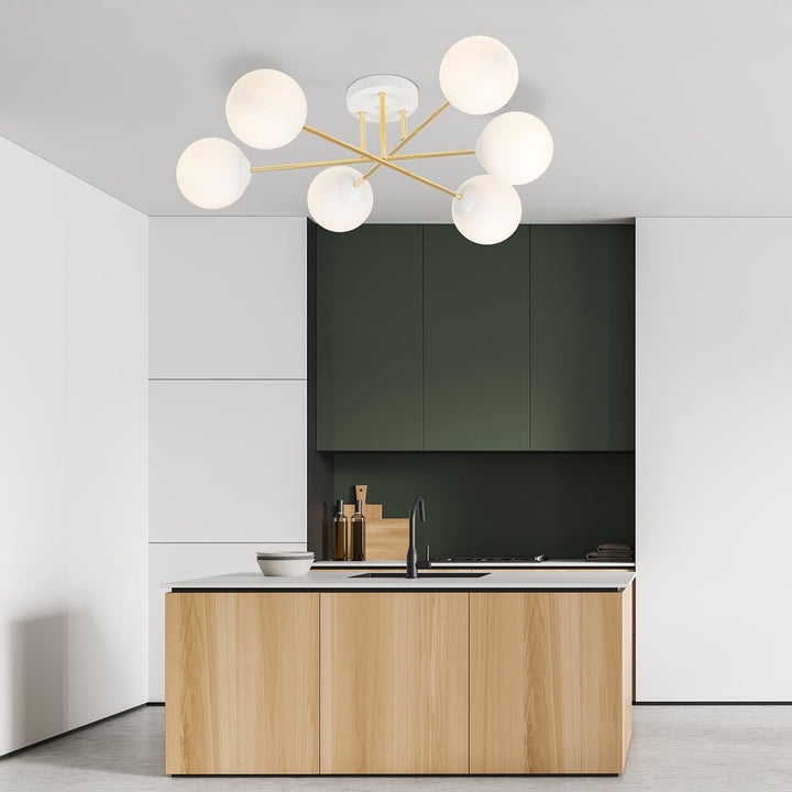Plafoniera MAGNUM 6 WH cu abajur opal