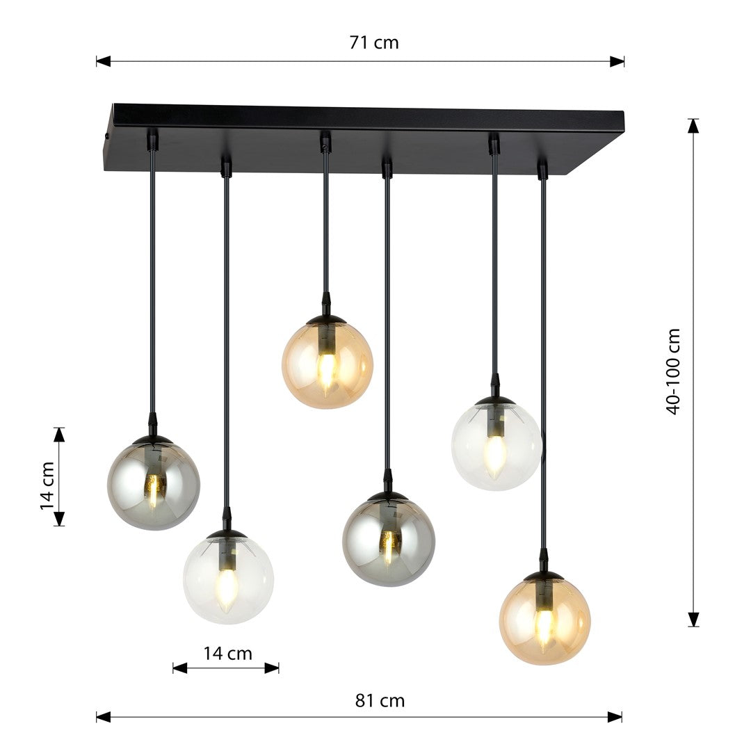 Lustra suspendata COSMO 6 neagra MIX1
