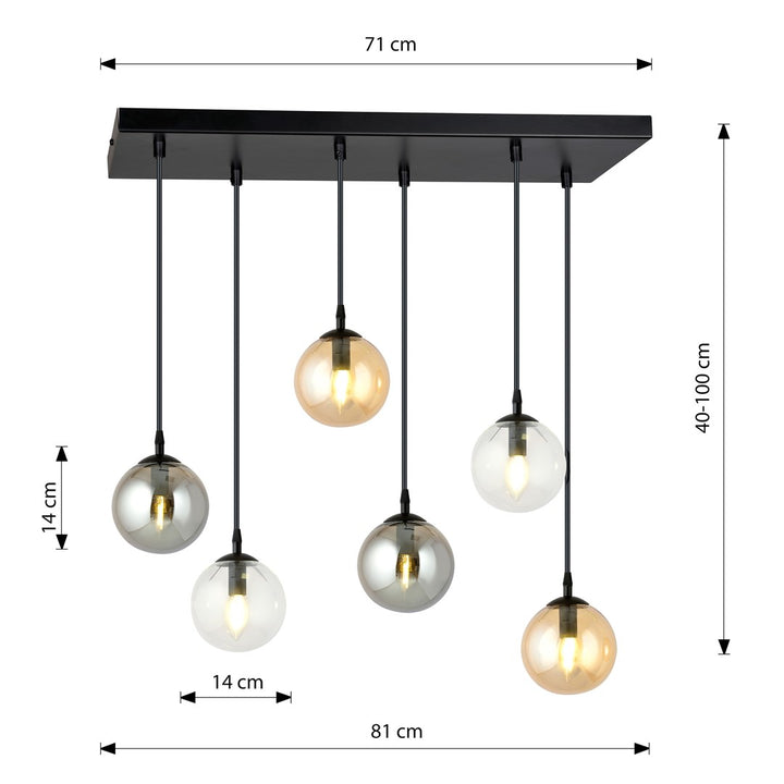 Lustra suspendata COSMO 6 neagra MIX1