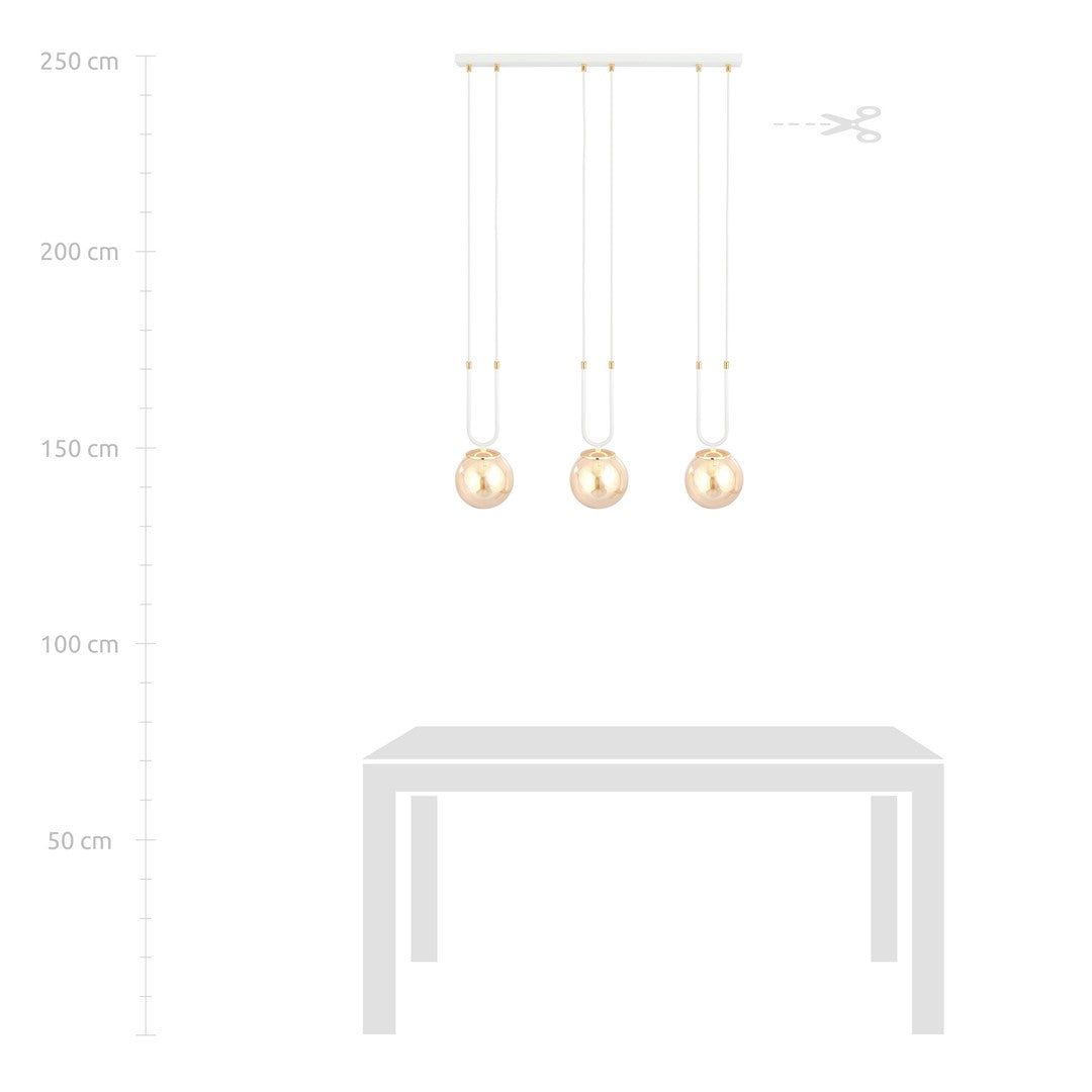 Lustra suspendata GLAM 3 alba/chihlimbar