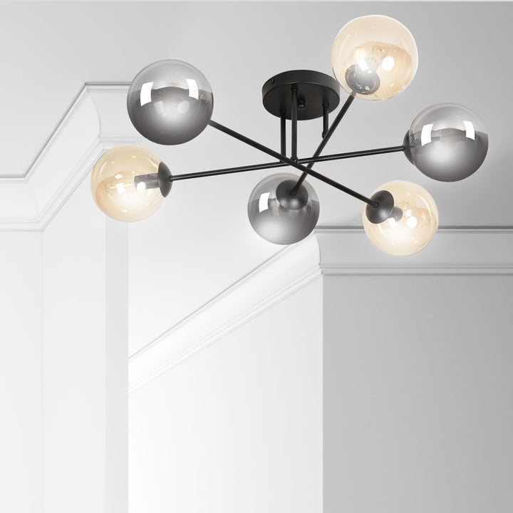 Plafoniera BRENDI 6B neagra MIX 3