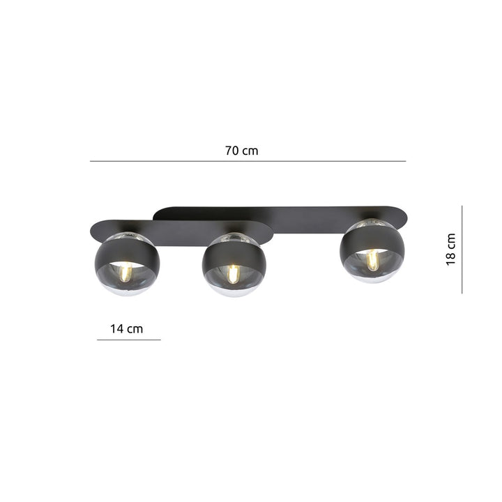 Plafoniera PLAZA 3 neagra cu dungi