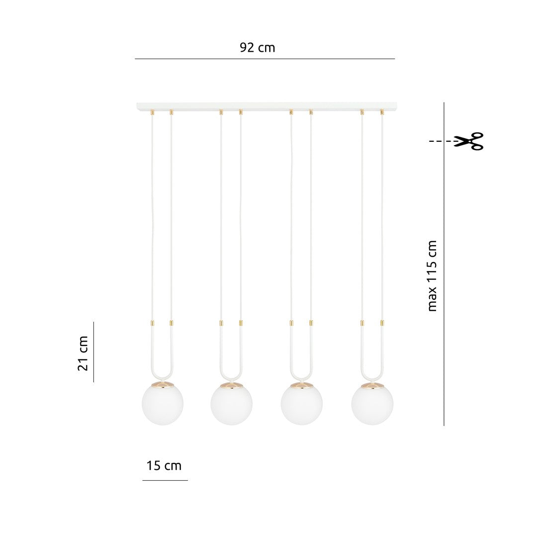 Lustra suspendata GLAM 4 alba/opal