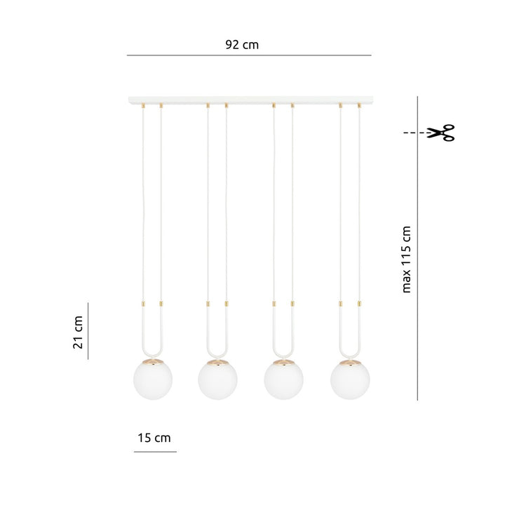 Lustra suspendata GLAM 4 alba/opal