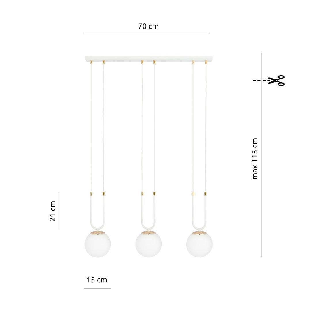 Lustra suspendata GLAM 3 alba/opal