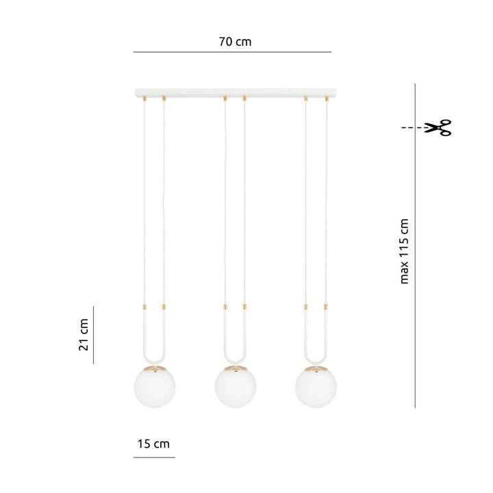 Lustra suspendata GLAM 3 alba/opal