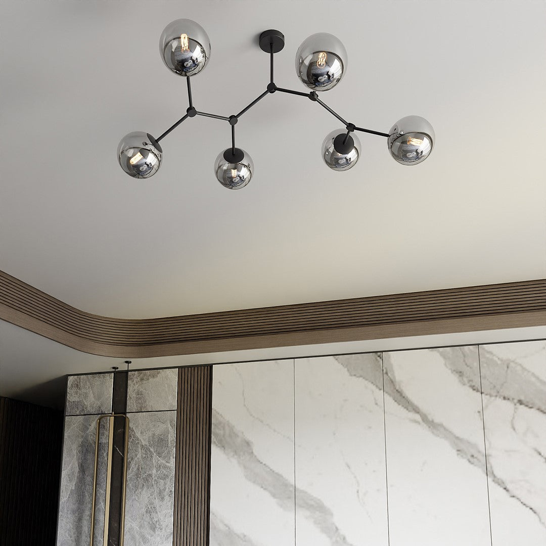 Plafoniera SPACE 6 neagra cu abajur grafit