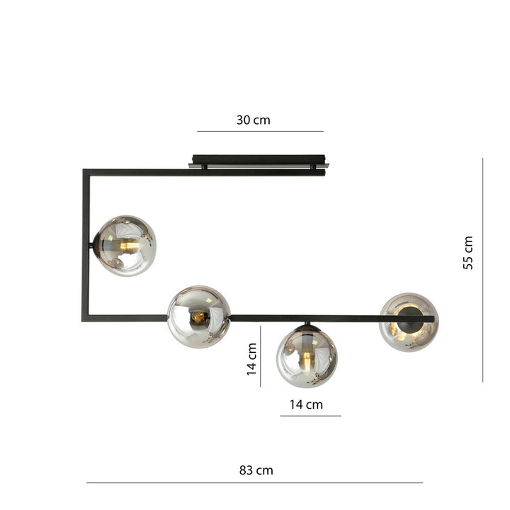 Plafoniera SOMA 4 neagra si grafit