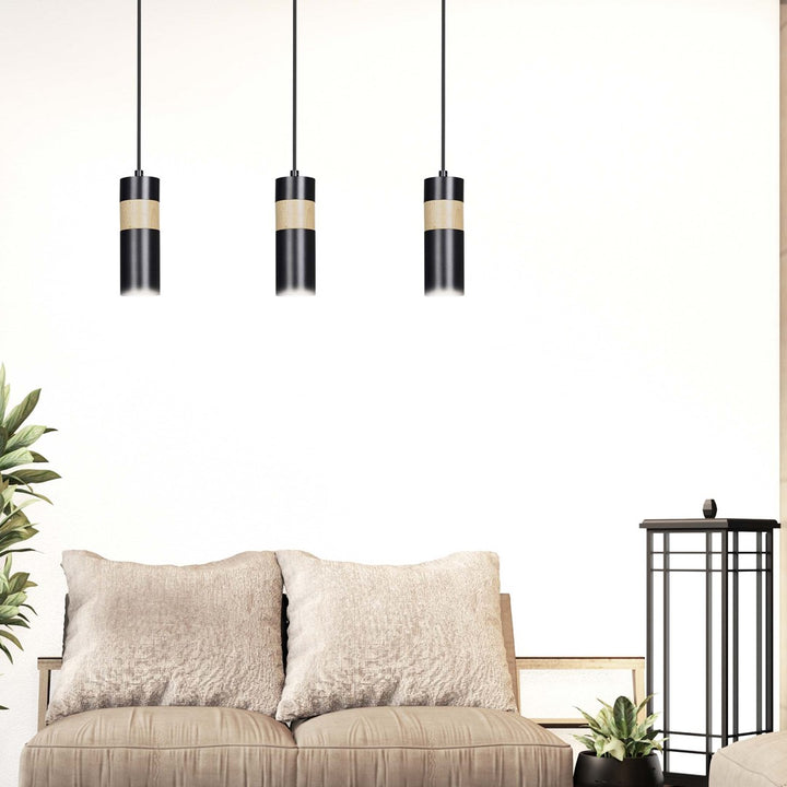 Lustra suspendata cu 3 pendule AKARI 3 neagra