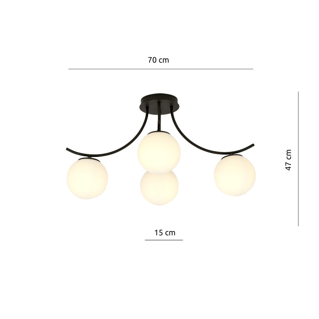 Lustra BOSTON 4 neagra/opal