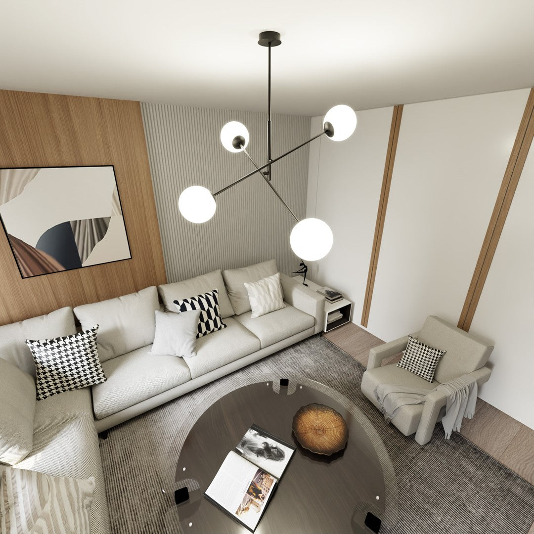 Lustra LINEAR 4 neagra/opal