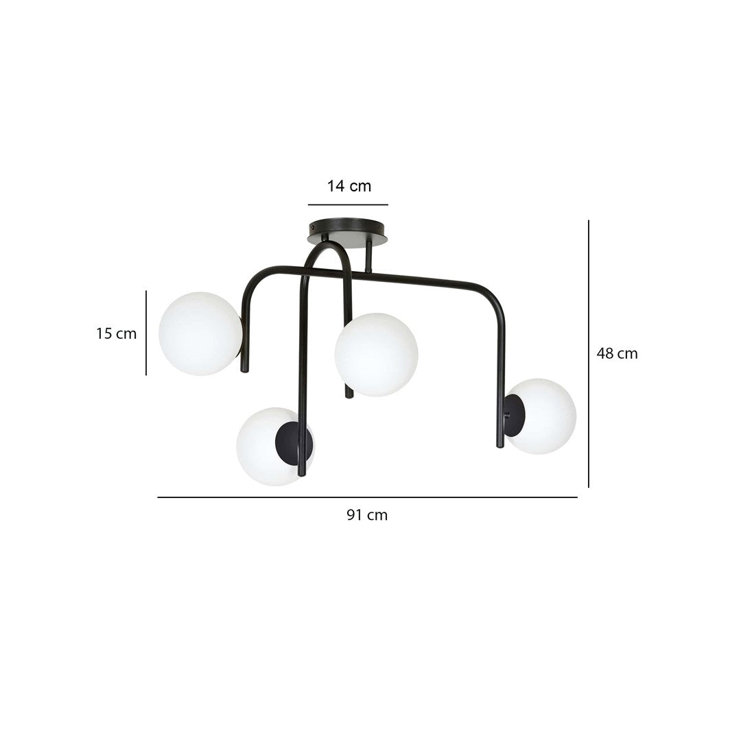 Plafoniera KALF 4B neagra