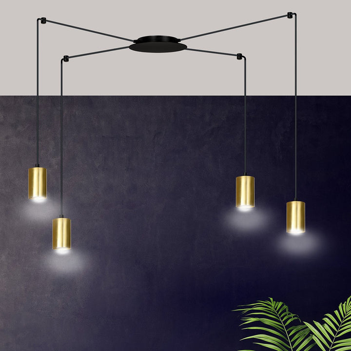Lustra suspendata TRAKER 4 neagra/auriu