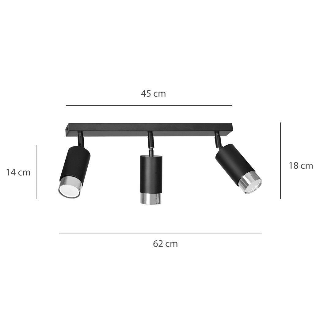 Plafoniera HIRO 3 neagra/cromat